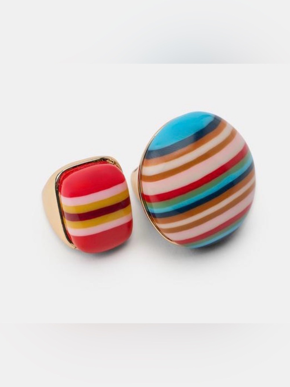 🔥🔥Zara Colorful Striped Resin Statement Rings pack